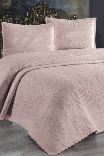 Çeyiz Diyarı Ultrasonic Quilted Sena Double Bedspread Powder