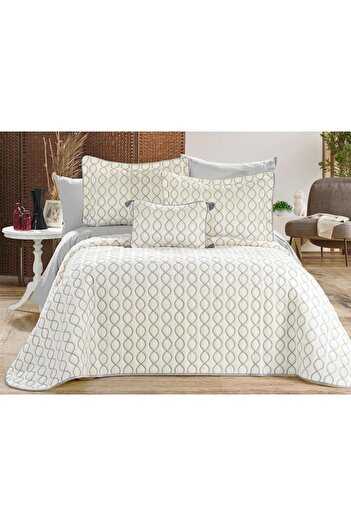 Çeyiz Diyarı Brillance Double Bedspread Cream Gray