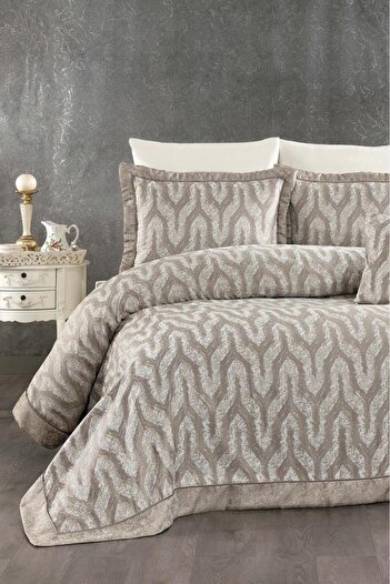 Çeyiz Diyarı Sea 7 Piece Chenille Pique Set Brown