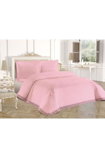 Çeyiz Diyarı Roza Double Quilted Bedspread Powder
