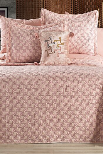 Çeyiz Diyarı Aria Double Bed Cover 4 Pieces Powder