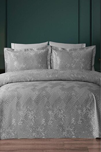 Çeyiz Diyarı Asu Jacquard Double Bedspread Gray