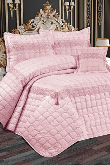 Çeyiz Diyarı Tuba Double Quilted Bedspread Powder