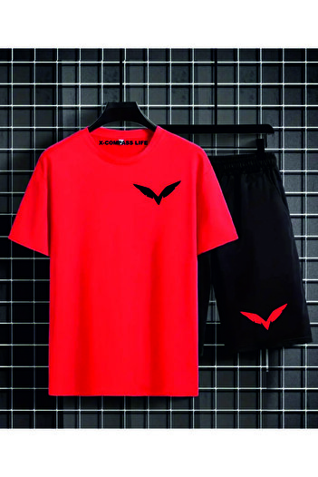 HOFFNUNG Full Short T-Shirt Shorts Wing Tiny Bird Printed Set