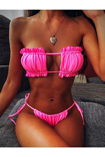 nuriçgiyim Büzgülü Bikini Set