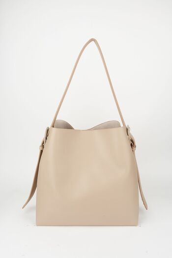Çanta Park Respected Mink Suede Soft Leather Large Size Shopper Bag with Snap Fasteners and Zippered Inner Compartment