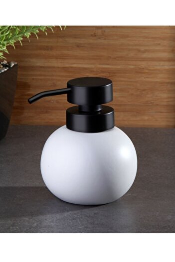 Pinkev Plain White Ceramic Bathroom Liquid Soap Set