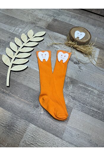Feriatolye Orange Below the Knee - Baby Socks with Tooth Figure