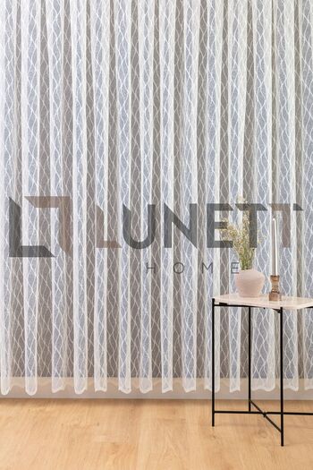 LUNETT HOME 1x2 Tulle Curtain - Diamond Patterned, Pleated Honeycomb, for Living Room Balcony Kitchen