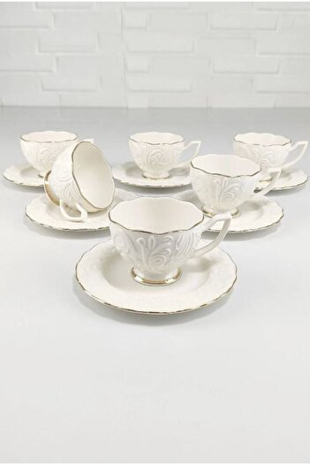 Rossel Premium Gilded Bone Porcelain Coffee Cup Set ROSEN-100 62612
