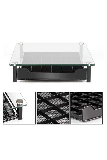 Nemtech Capsule Coffee Stand with Drawers Glass 50 Capsule Capacity Nespresso Jacobs Compatible