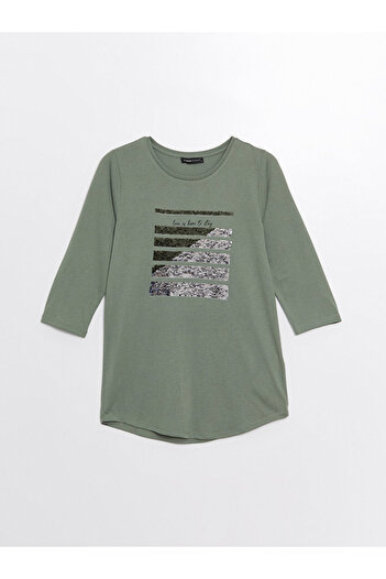 LC Waikiki Γυναικεία μπλούζα LCW - Crew Neck, Sequins με παγιέτες