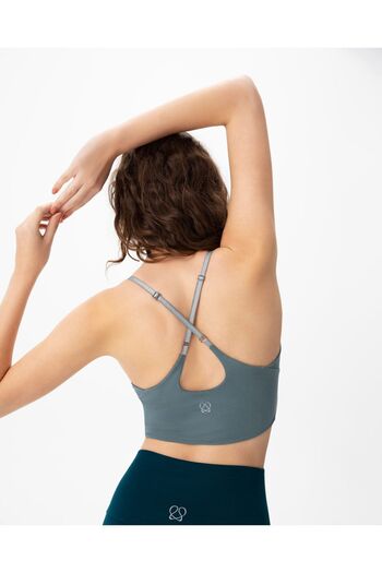 Ayma Active Ecovero™ Light Blue Bustier with Chest Pad - Strappy Gathered Design