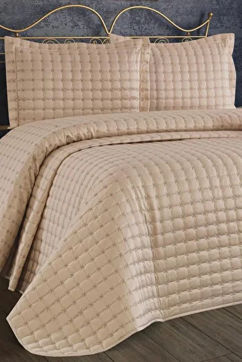 Çeyiz Diyarı Star Double Quilted Bedspread Cappucino