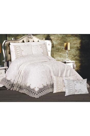 Çeyiz Diyarı French Laced Dowry 6 részes Pique Set Pelin Cream - Krém