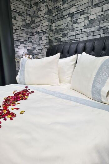 Çeyiz Diyarı Lale Cotton Satin Duvet Cover Set Cream Mint