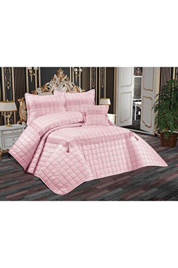 Çeyiz Diyarı Tuba Double Quilted Bedspread Powder