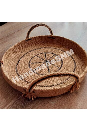 HandmadeSNM El Yapımı Dekoratif Hasır Tepsi