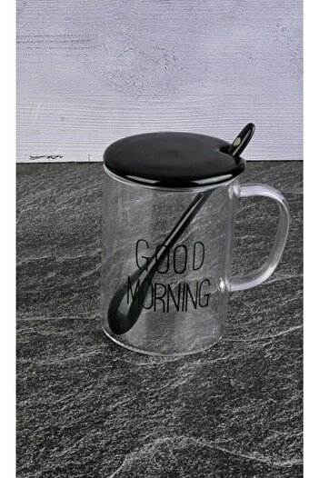 Tohana Glass Mug with Porcelain Lid Black Thn75281
