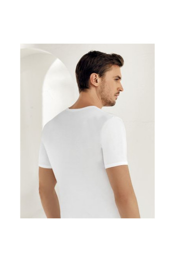 Reyhanlar Me001 White Short Sleeve Crew Neck Combed Cotton Undershirt (3 Pcs)