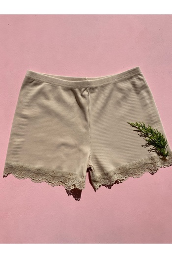 LEYNA BUTİK Corded Cotton 4-Piece Damson-Skin-Grey-White Color Women's Lacy Shorts – Panties