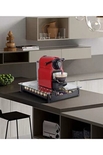 Nemtech Kapsül Kahve Standı Çekmeceli Cam 50 Kapsul Kapasiteli Nespresso Jacobs Uyumlu