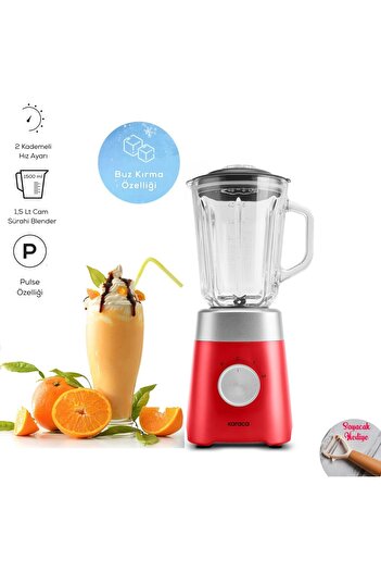 Karaca smothiler, milkshakeler, sebze suları Buz Kırıcı 1,5 Lt CAM Hazneli Smoothie Blender 1000w, Hediyeli