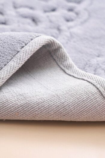 Madame Clean Home Lotus 2-Piece Cotton Toilet Set, Gray Bath Mat Set