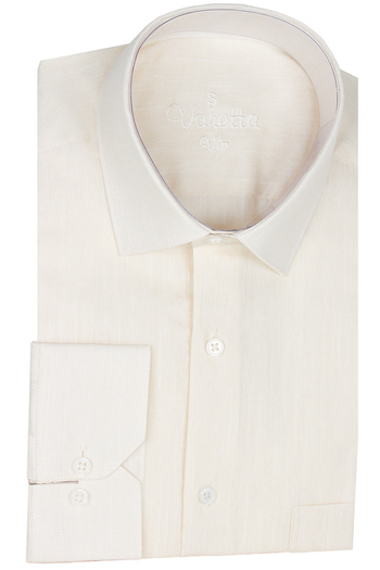Varetta Linen Effect Men's Shirt with Pockets - Cream, Long Sleeve, Cotton