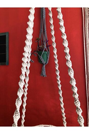 AslanButik Makrome Özel Örgü Burgu Halatlı Salıncak Hamak
