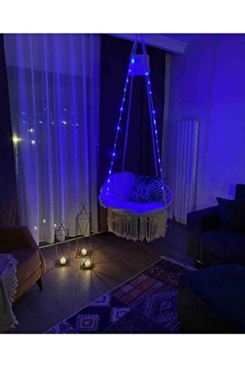 AslanButik Makrome Özel Örgü Salıncak Hamak Pamuk Ip Ekru 60 X 75