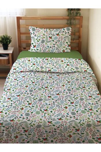 Evmila Double Sided New Year's Special Patterned 2-Piece Set Without Sheets Printed Single Duvet Cover Set