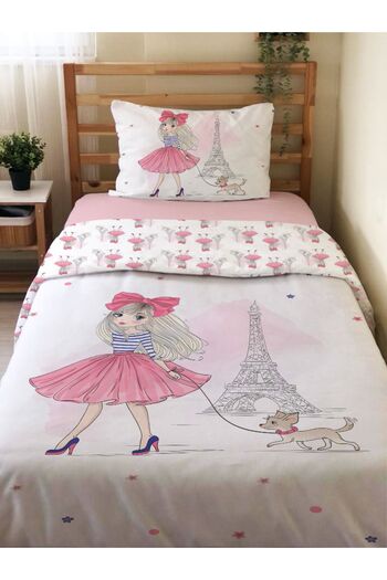 Evmila Double Sided Ornate Girl Patterned 2-Piece Set Without Sheets Printed Single Duvet Cover Set 160x220 Cm