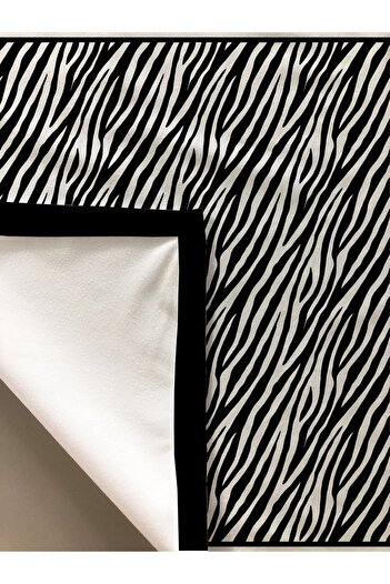Evmila Modern Black Patterned Tablecloth White