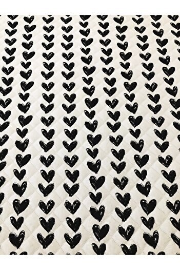 Evmila Black Heart Pattern Double Printed Pique (200x220 Cm) White