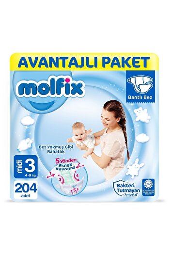 Molfix Baby Diapers Advantageous Package Midi Size 3 204 Pieces