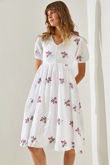 Bianco Lucci Women's Laced Lined Short Sleeve 5863 Dress -60251421