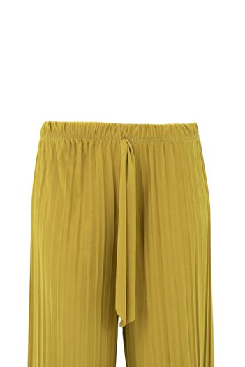 Oppland Women's Boutique Trousers Skirt Elastic Waist Pleated Full Pattern Comfortable Cut Lycra Sandy Fabric