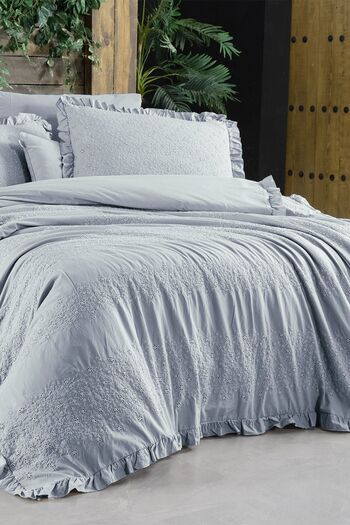 Sarev Girona Blue Double Duvet Cover Set - 100% Cotton, Mood Comfort