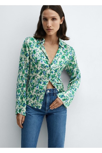 MANGO Woman Patterned and Drawstring Shirt