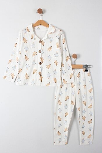 TRENDİMİZBİR Man Patterned Cookie Pajama Set - Button Detailed, 2 Pieces