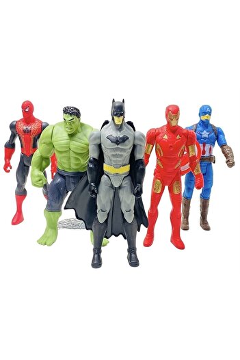 Brother Toys Spiderman Hulk Kaptan Amerika Batman Ironman 17cm. Işıklı Figürler Set