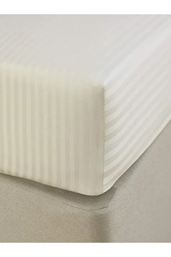 VESSİNOHOME Cotton Satin Fitted Sheet Set Striped Double White/Colored Hotel Type Luxury Padded