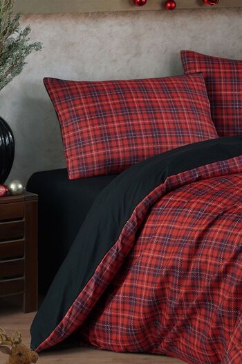 Enlora Home Mature Nevresim Seti Çift Kişilik Iskoç Kırmızı