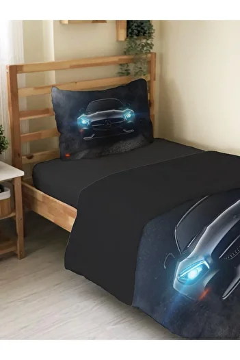 Evmila Black Double Sided Sports Car Printed Duvet Cover Set - Single