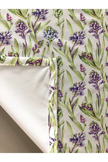 Evmila Lavender Patterned Tablecloth White