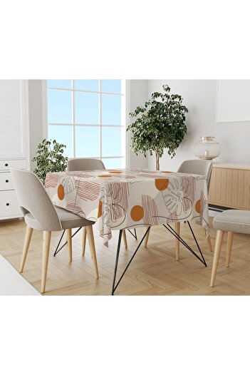 Evmila Geometric Patterned Tablecloth White