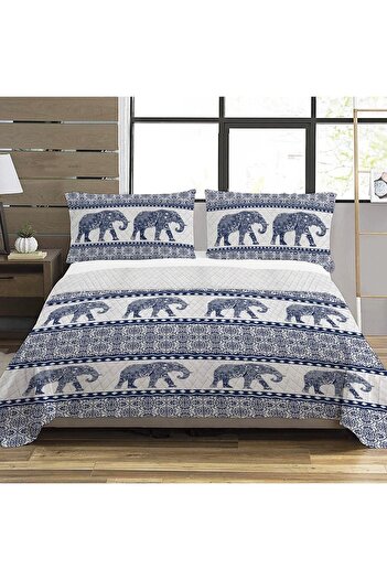Evmila Elephant Pattern Double Printed Pike (200x220 Cm)