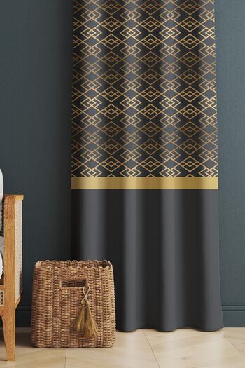 Evmila Printed Modern Patterned Living Room and Bedroom Single Wing Velvet Texture Background Curtain - Brown
