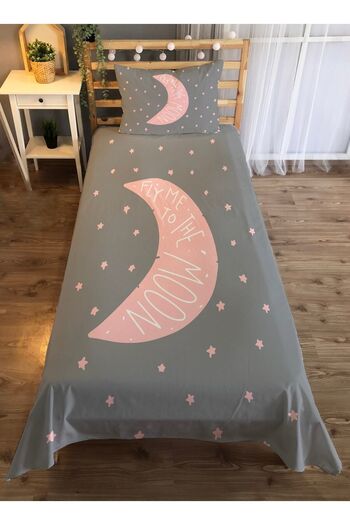 Evmila Pink Moon Patterned Single Velvet Bedspread - gray